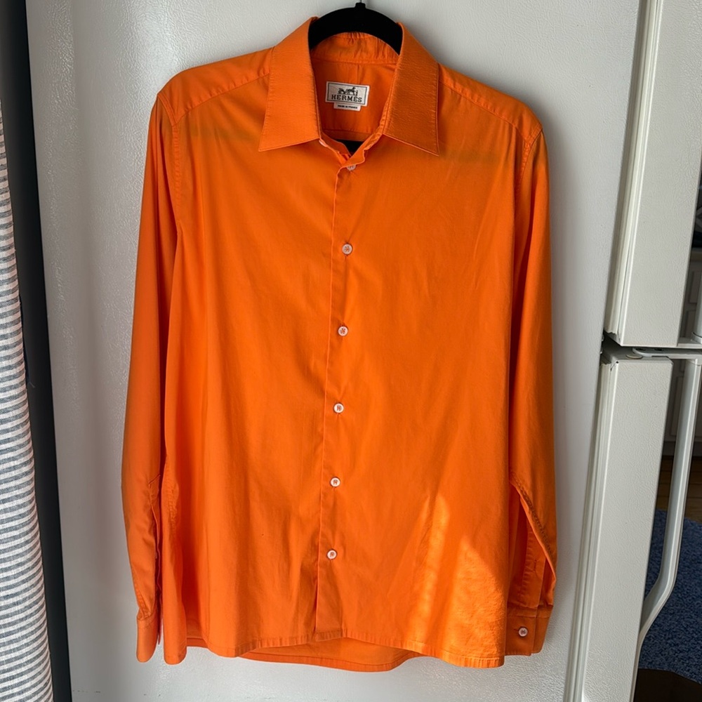 Hermes button down, long sleeve shirt orange